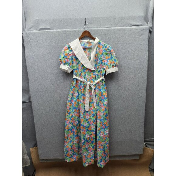Tommies Other - Vintage Tommies Floral Short-Sleeve Dressing Gown With White Collar & Belt 65% P